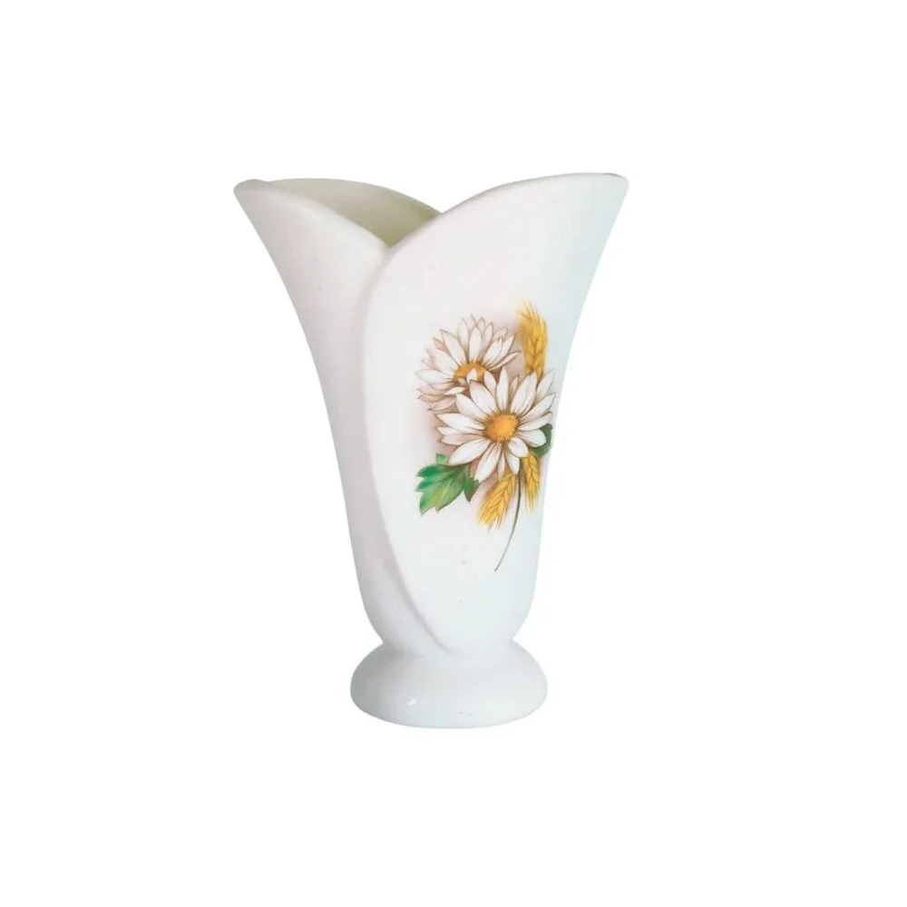Vintage ABP American Bisque Porcelains Floral Vase Daisies & Wheat Design